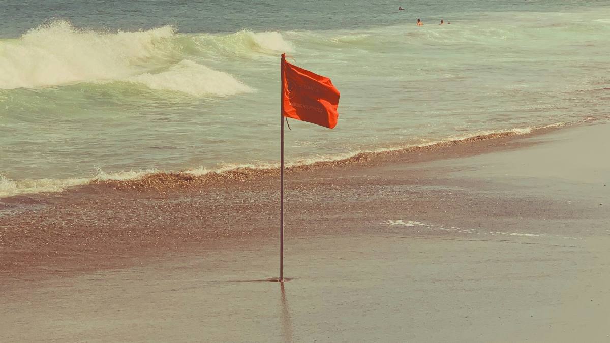 
a-red-flag-on-the-beach
