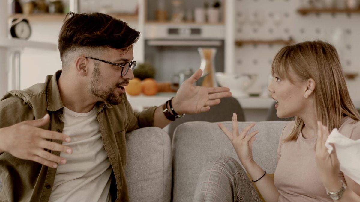 
Boyfriend and girlfriend are arguing on the couch by Getty Images
